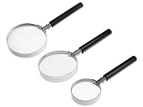 Trzy uniwersalne lupy: 50mm, 65mm (x2.25) i 75mm x1,75